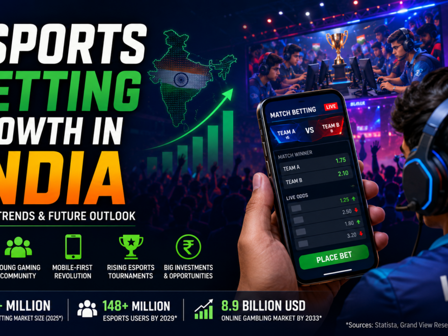 Indian gamers watching esports tournaments and betting online through mobile gaming platforms and digital apps.