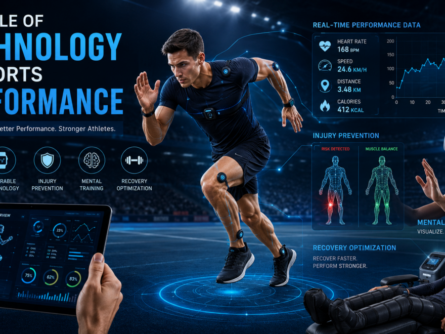 Athletes using wearable technology and performance analytics tools during advanced sports training sessions