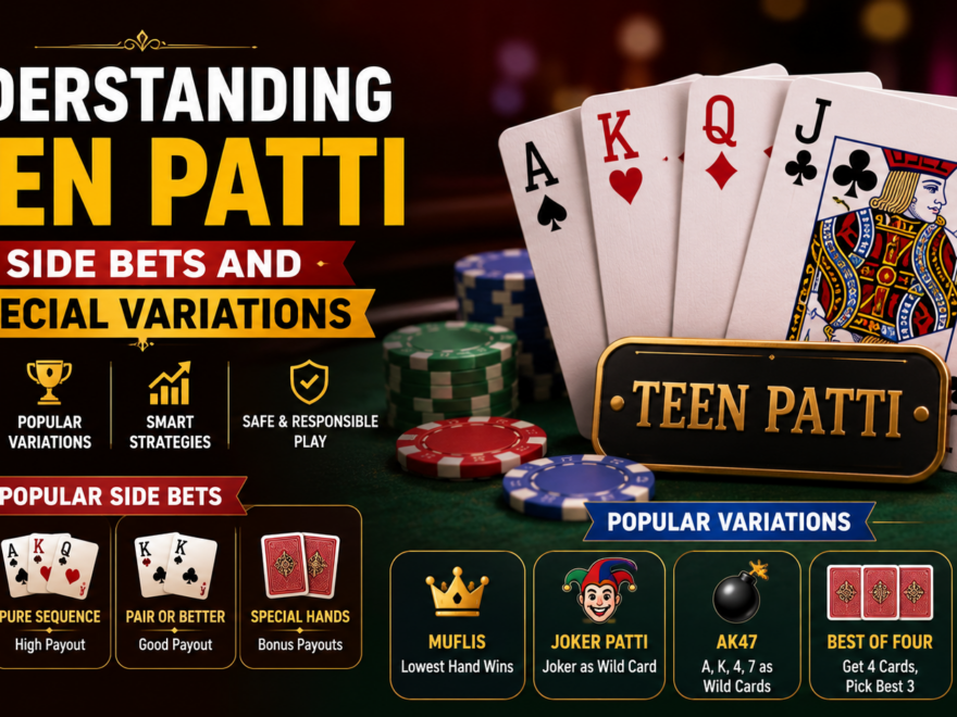 Player enjoying Teen Patti with side bets and special game variations on an online card table
