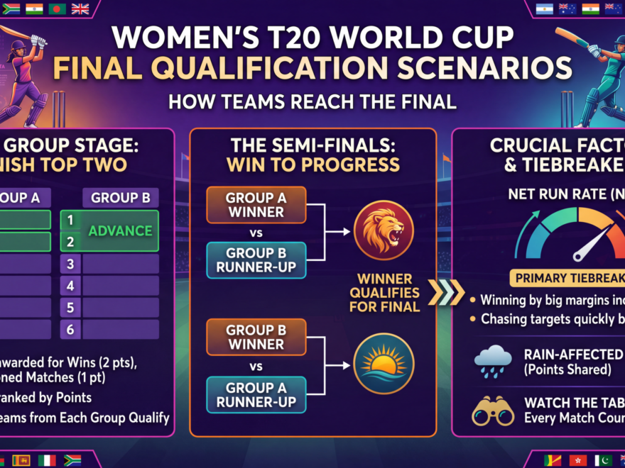 Players celebrate during the Women's T20 World Cup as teams battle for semi-final qualification and a place in the tournament final.