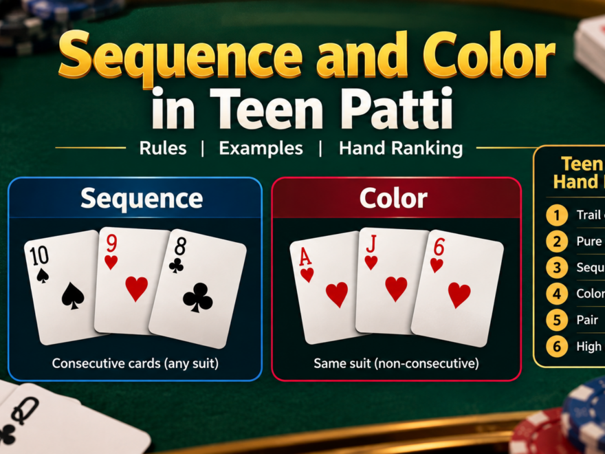 Sequence and Color in Teen Patti hand ranking